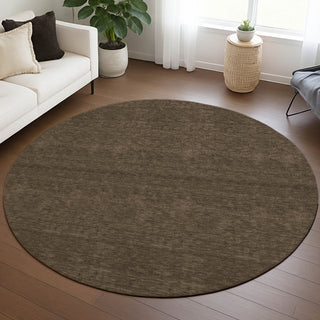 Dalyn Soft Essentials SE6 Chocolate Area Rug Round Lifestyle Image Feature