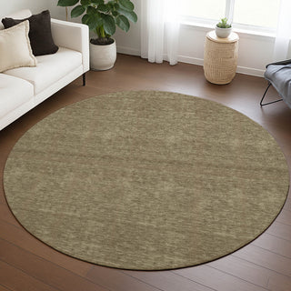 Dalyn Soft Essentials SE6 Coffee Area Rug Round Lifestyle Image Feature