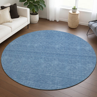 Dalyn Soft Essentials SE6 Denim Area Rug Round Lifestyle Image Feature