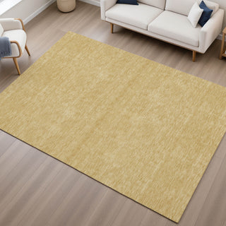 Dalyn Soft Essentials SE6 Gold Area Rug Lifestyle Image Feature