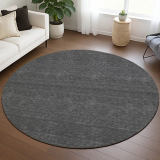 Dalyn Soft Essentials SE6 Graphite Area Rug Round Lifestyle Image Feature
