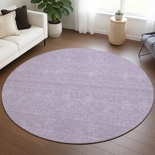 Dalyn Soft Essentials SE6 Lavender Area Rug Round Lifestyle Image Feature
