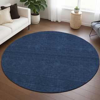 Dalyn Soft Essentials SE6 Navy Area Rug Round Lifestyle Image Feature