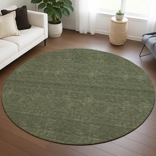 Dalyn Soft Essentials SE6 Olive Area Rug Round Lifestyle Image Feature