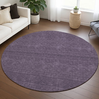 Dalyn Soft Essentials SE6 Plum Area Rug Round Lifestyle Image Feature
