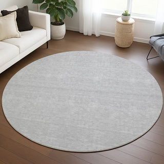 Dalyn Soft Essentials SE6 Silver Area Rug Round Lifestyle Image Feature