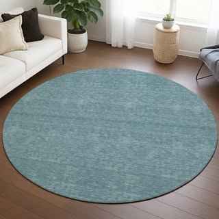 Dalyn Soft Essentials SE6 Teal Area Rug Round Lifestyle Image Feature
