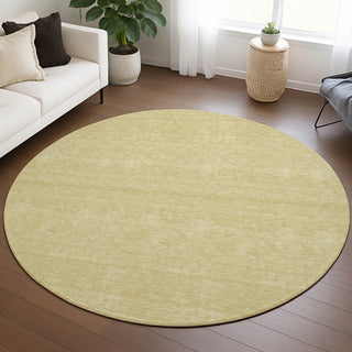 Dalyn Soft Essentials SE6 Wheat Area Rug Round Lifestyle Image Feature