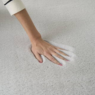 Nourison Soft Plush Rabbit Fur SFF01 Silver Area Rug Corner Image