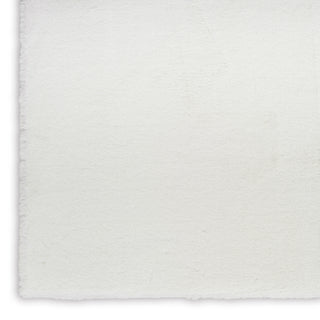 Nourison Soft Plush Rabbit Fur SFF01 White Area Rug Corner Image