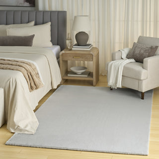 Nourison Soft Plush Rabbit Fur SFF01 Silver Area Rug Corner Image