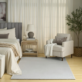 Nourison Soft Plush Rabbit Fur SFF01 Silver Area Rug Room Image Feature