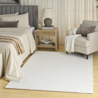 Nourison Soft Plush Rabbit Fur SFF01 White Area Rug Corner Image