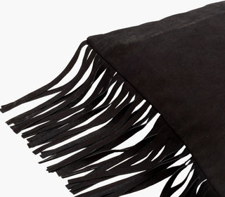 Surya Suede Fringe SFG-002 Black Corner Shot