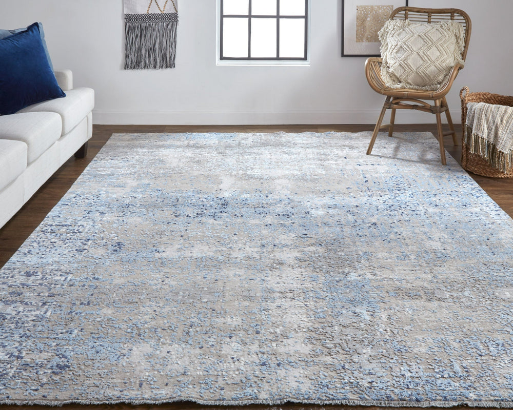 Havila Fine Rugs Finch S1014 Beige/Blue Area Rug Lifestyle Image Feature