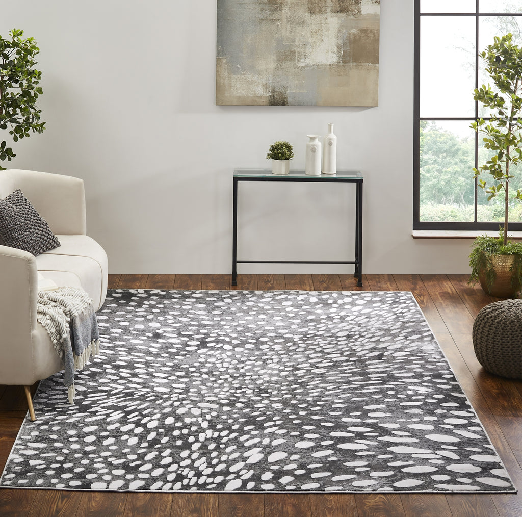 N Natori Serengeti SG-628 Charcoal Spotted Area Rug Lifestyle Image Feature