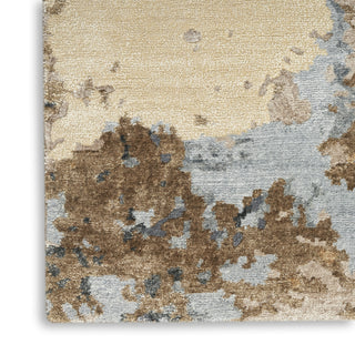 Nourison Silk Shadows SHA23 Beige Blue Area Rug by Reserve Collection Corner Image