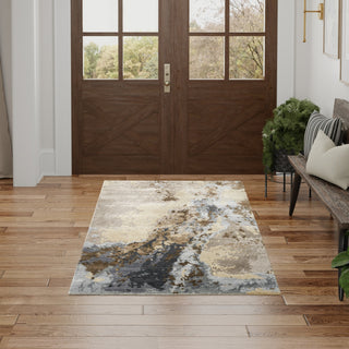 Nourison Silk Shadows SHA23 Beige Blue Area Rug by Reserve Collection Swatch Image