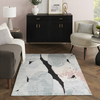 Nourison Silk Shadows SHA25 Blue Pink Area Rug by Reserve Collection Corner Image