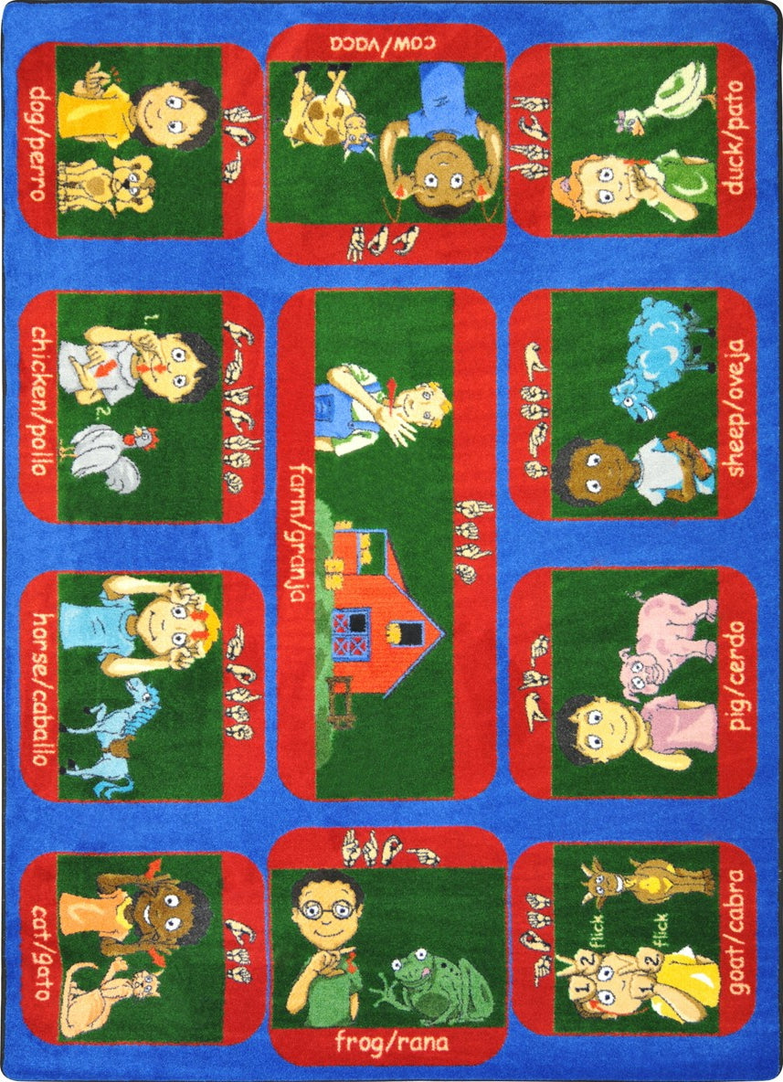 Joy Carpets Kid Essentials Signs on the Farm Multi Area Rug