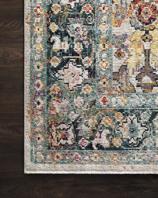 Loloi Silvia SIL-01 Stone/Teal Area Rug by Justina Blakeney Close Up