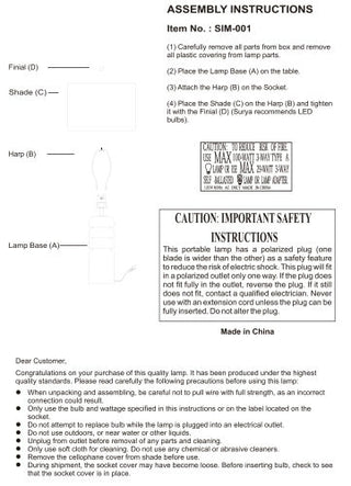 Surya Simeon SIM-001 Lamp Assembly