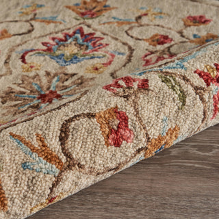 LR Home Sinuous Floral Oasis Beige Area Rug Pile Image