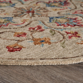 LR Home Sinuous Floral Oasis Beige Area Rug Corner Image