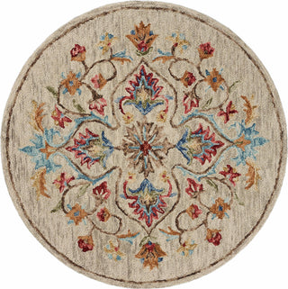 LR Home Sinuous Floral Oasis Beige Area Rug 4' 0'' Round Image
