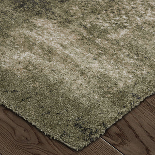 Feizy Skyview 39QCF Green/Tan Area Rug Corner Image with Rug Pad