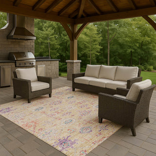 Dalyn Solace SL10 Peach Machine Washable Area Rug Outdoor Lifestyle Image Feature