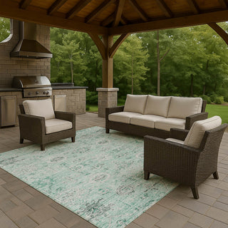 Dalyn Solace SL10 Teal Machine Washable Area Rug Outdoor Lifestyle Image Feature