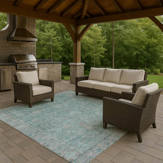 Dalyn Solace SL11 Aqua Machine Washable Area Rug Outdoor Lifestyle Image Feature