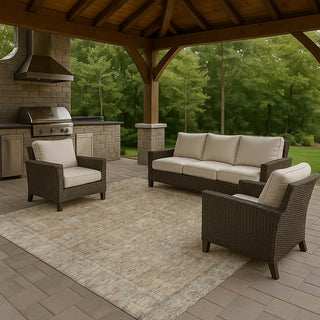 Dalyn Solace SL11 Tan Machine Washable Area Rug Outdoor Lifestyle Image Feature