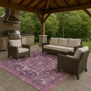 Dalyn Solace SL14 Eggplant Machine Washable Area Rug Outdoor Lifestyle Image Feature