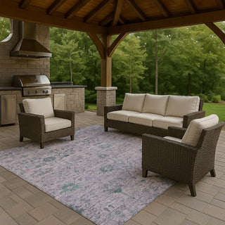 Dalyn Solace SL4 Lavender Machine Washable Area Rug Outdoor Lifestyle Image Feature