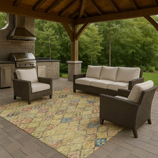 Dalyn Solace SL6 Gold Machine Washable Area Rug Outdoor Lifestyle Image Feature