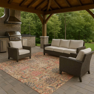 Dalyn Solace SL7 Tan Machine Washable Area Rug Outdoor Lifestyle Image Feature