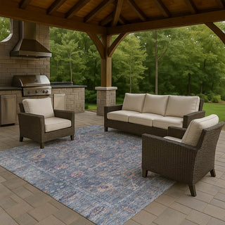Dalyn Solace SL9 Denim Machine Washable Area Rug Outdoor Lifestyle Image Feature