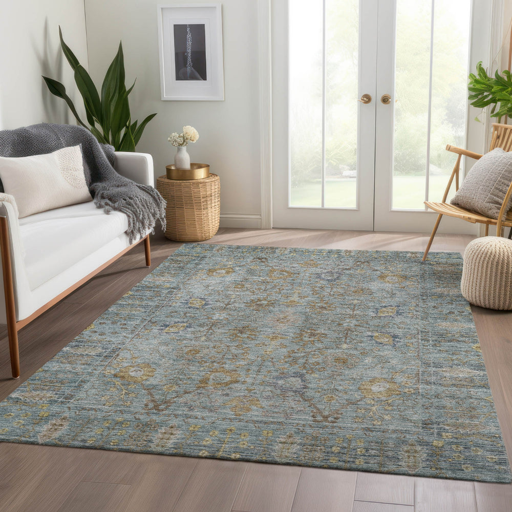 Dalyn Solace SL9 Teal Machine Washable Area Rug Lifestyle Image Feature