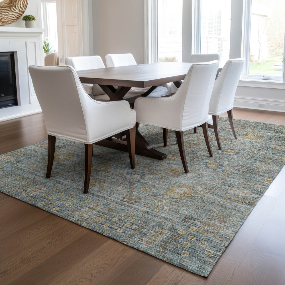 Dalyn Solace SL9 Teal Machine Washable Area Rug Lifestyle Image Feature