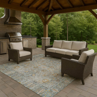 Dalyn Solace SL9 Teal Machine Washable Area Rug Outdoor Lifestyle Image Feature