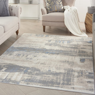 Nourison Solace SLA07 Ivory/Grey/Blue Area Rug Corner Image
