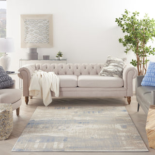 Nourison Solace SLA08 Ivory/Grey/Blue Area Rug Room Image Feature