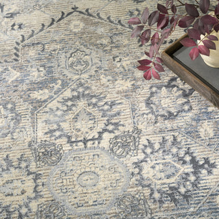 Nourison Sultana SLL06 Ivory Blue Area Rug Corner Image