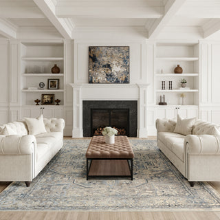 Nourison Sultana SLL06 Ivory Blue Area Rug Corner Image