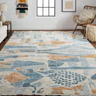 Havila Fine Rugs Sabine H1888 Blue/Rust Area Rug Lifestyle Image Feature