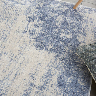 Nourison Silky Textures SLY01 Ivory/Blue Area Rug Corner Image