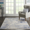 Nourison Silky Textures SLY02 Blue Cream Area Rug Corner Image