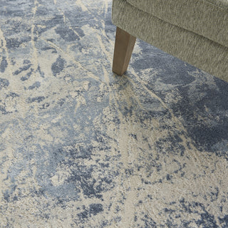 Nourison Silky Textures SLY02 Blue Cream Area Rug Corner Image